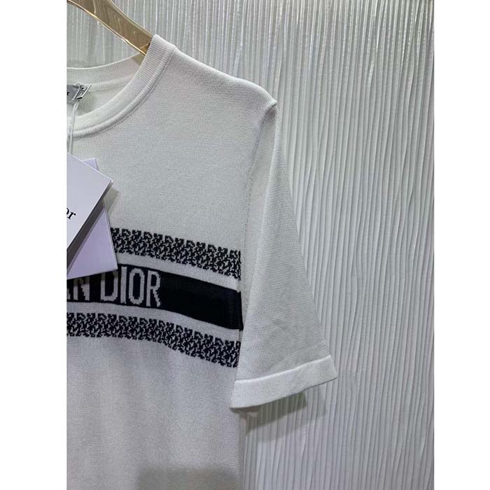 Dior CD Men T-Shirt White Navy Blue Cotton Jersey