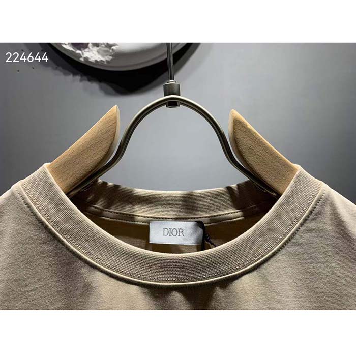 Dior Men CD Icon Relaxed-Fit T-Shirt Beige Organic Cotton Jersey