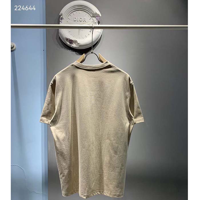 Dior Men CD Icon Relaxed-Fit T-Shirt Beige Organic Cotton Jersey