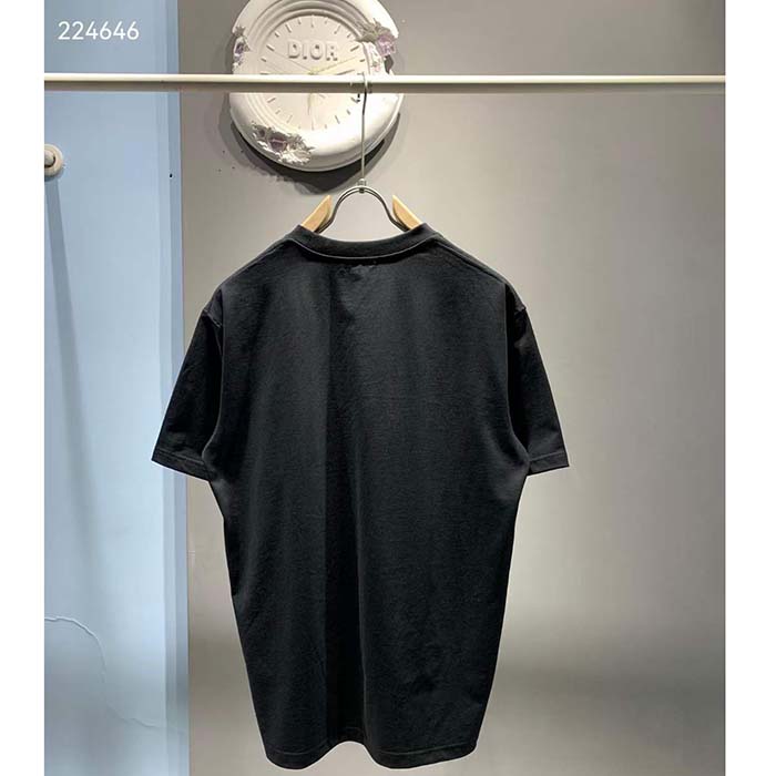 Dior Men CD Icon Relaxed-Fit T-Shirt Black Cotton Jersey