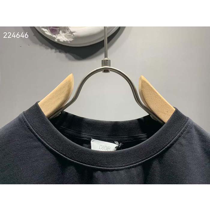 Dior Men CD Icon Relaxed-Fit T-Shirt Black Cotton Jersey