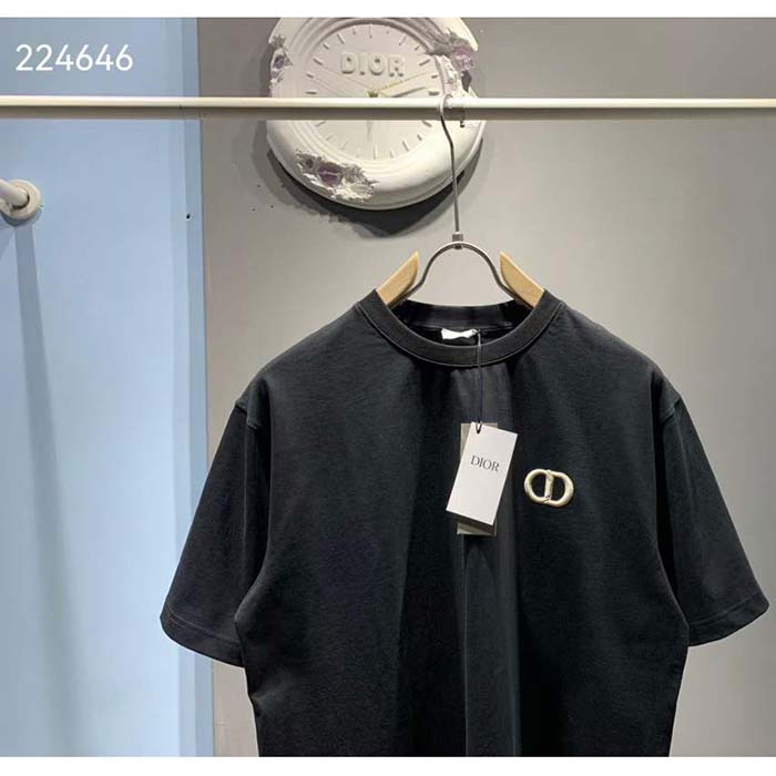 Dior Men CD Icon Relaxed-Fit T-Shirt Black Cotton Jersey