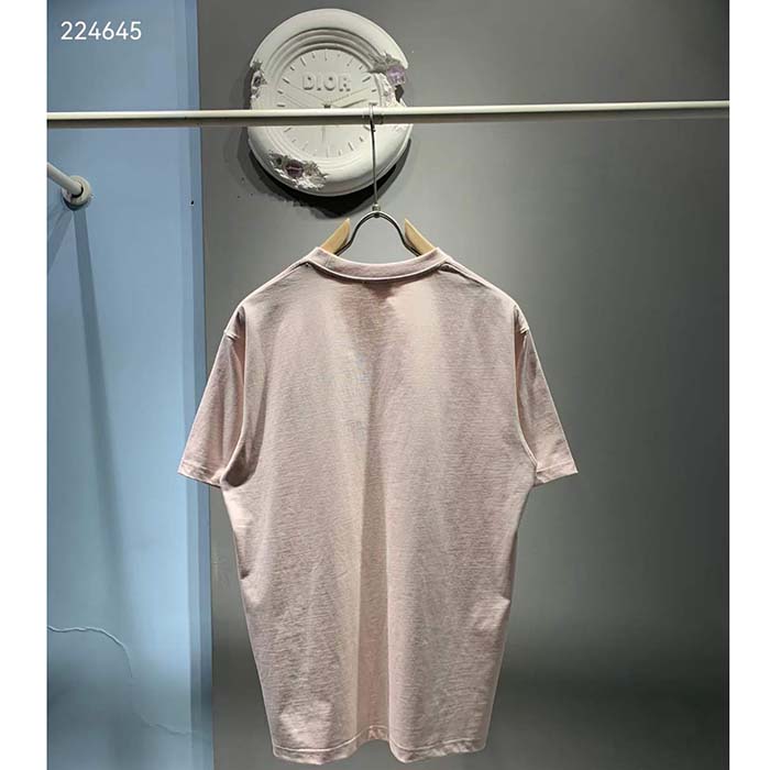 Dior Women CD Icon Relaxed-Fit T-Shirt Pink Organic Cotton Jersey