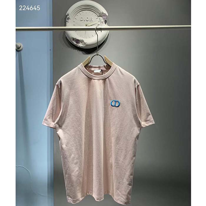 Dior Women CD Icon Relaxed-Fit T-Shirt Pink Organic Cotton Jersey