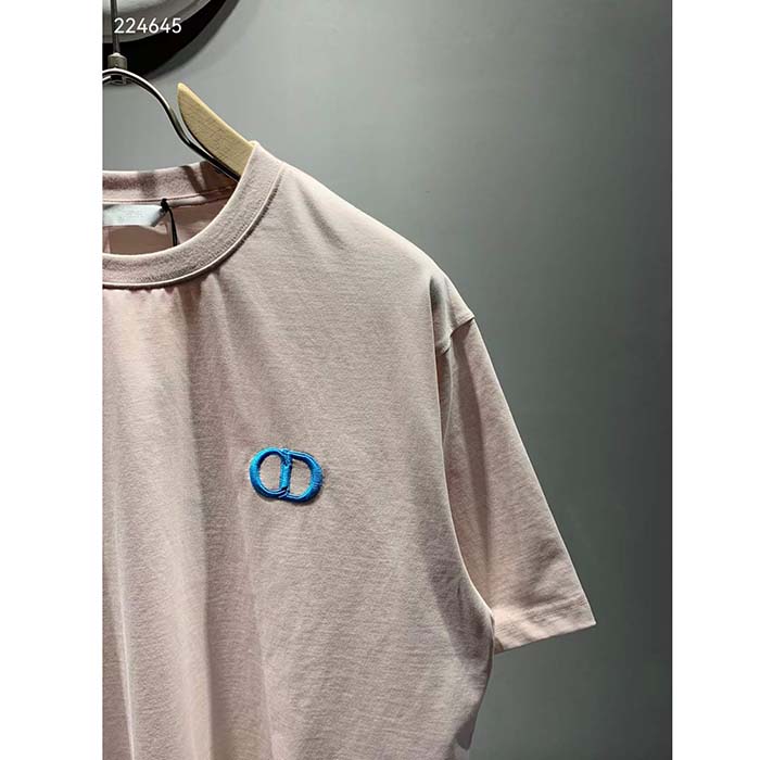 Dior Women CD Icon Relaxed-Fit T-Shirt Pink Organic Cotton Jersey