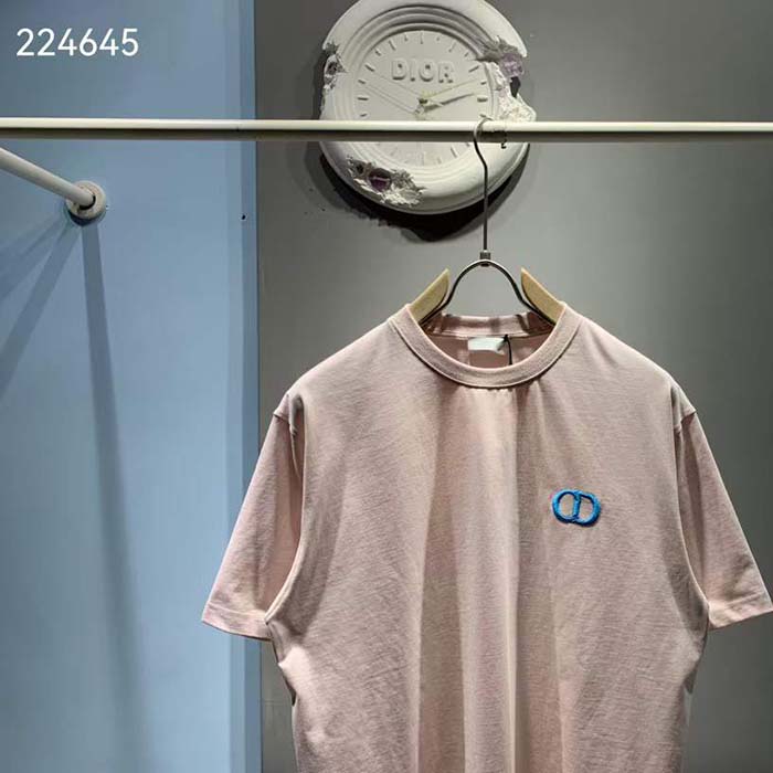 Dior Women CD Icon Relaxed-Fit T-Shirt Pink Organic Cotton Jersey