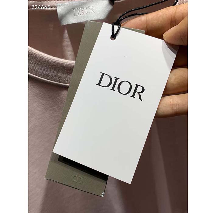Dior Women CD Icon Relaxed-Fit T-Shirt Pink Organic Cotton Jersey