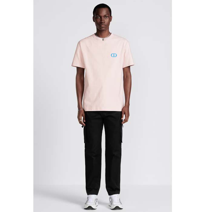 Dior Men CD Icon Relaxed-Fit T-Shirt Pink Organic Cotton Jersey