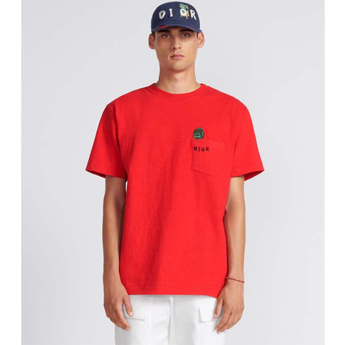 Dior Men CD Otani Workshop Relaxed-Fit T-Shirt Red Cotton Jersey