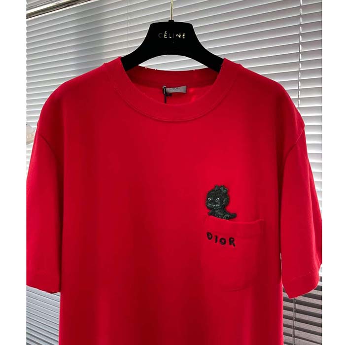 Dior Women CD Otani Workshop Relaxed-Fit T-Shirt Red Cotton Jersey