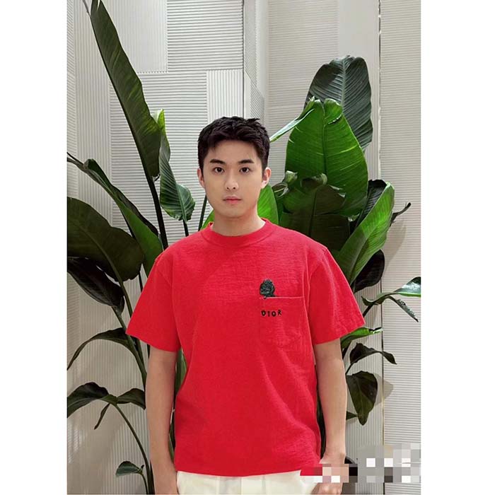 Dior Men CD Otani Workshop Relaxed-Fit T-Shirt Red Cotton Jersey