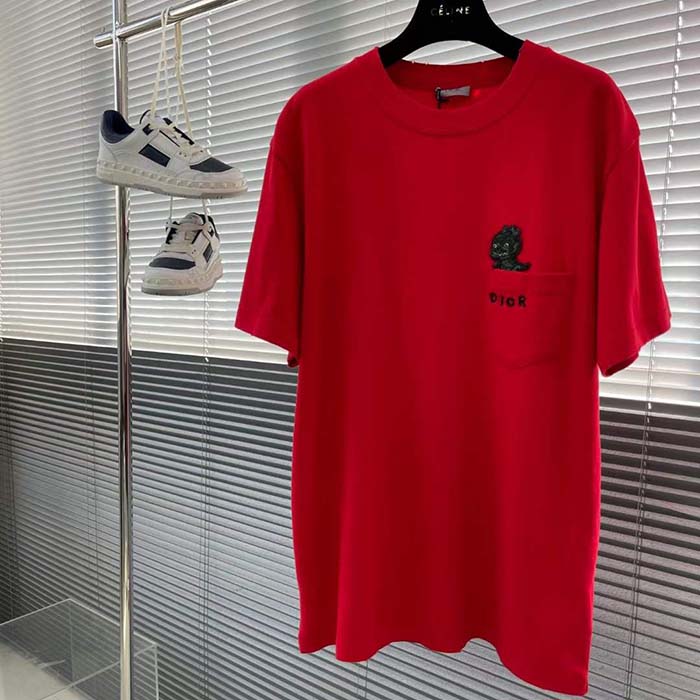 Dior Men CD Otani Workshop Relaxed-Fit T-Shirt Red Cotton Jersey