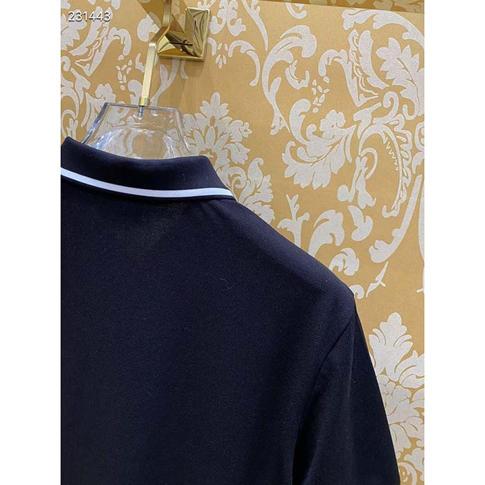 Dior Women CD Polo Shirt Bee Embroidery Black Cotton Piqué