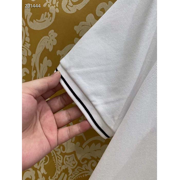 Dior Women CD Polo Shirt Bee Embroidery White Cotton Piqué