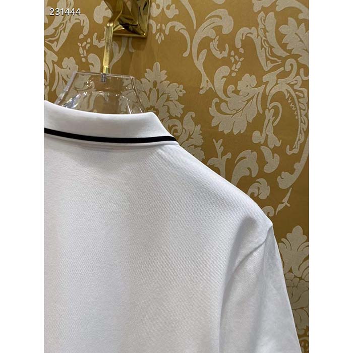 Dior Women CD Polo Shirt Bee Embroidery White Cotton Piqué