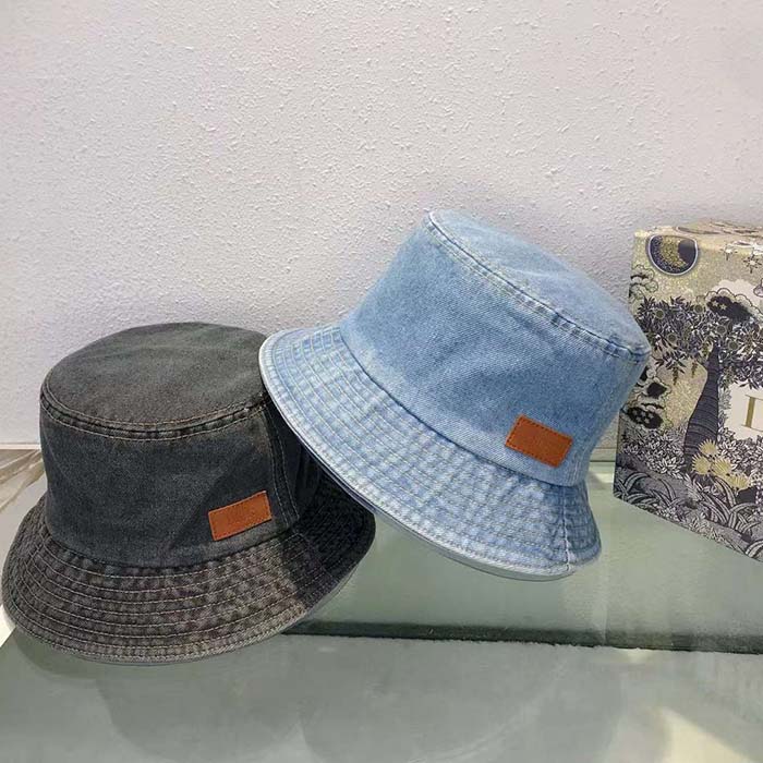 Dior Unisex CD Dior Denim Bucket Hat Blue Cotton Denim