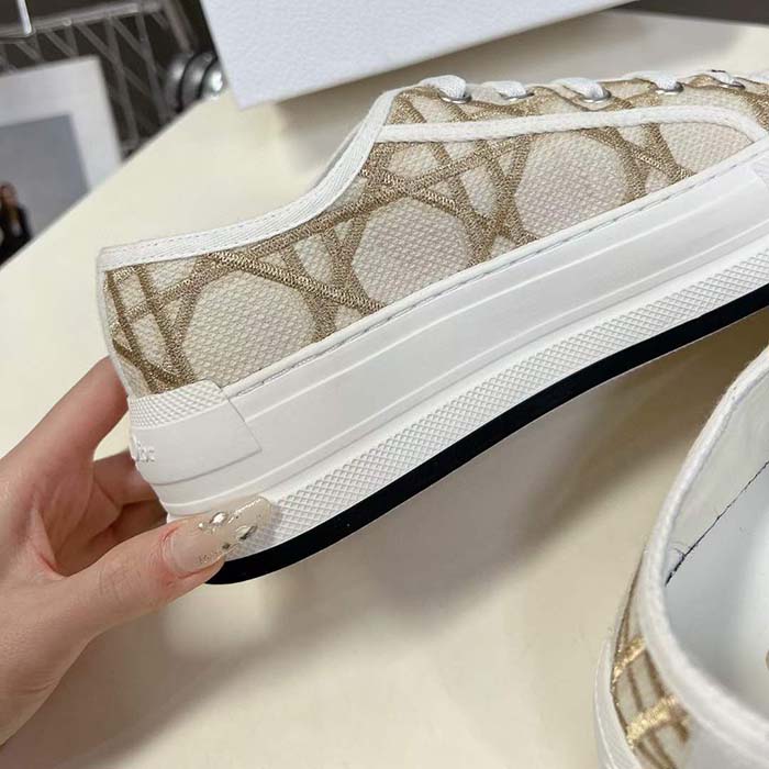 Dior Unisex CD Dior Or Walk’n’Dior Platform Sneaker Cotton Embroidered Macrocannage