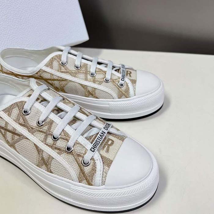 Dior Unisex CD Dior Or Walk’n’Dior Platform Sneaker Cotton Embroidered Macrocannage