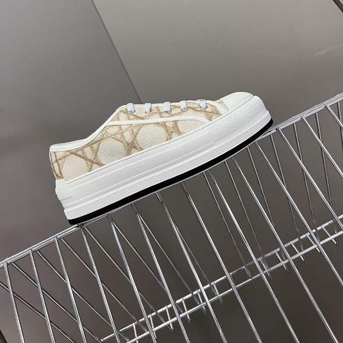 Dior Unisex CD Dior Or Walk’n’Dior Platform Sneaker Cotton Embroidered Macrocannage