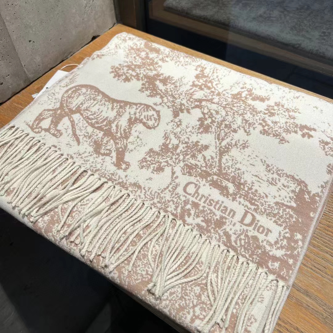 Dior Unisex CD Toile De Jouy Sauvage Scarf Rose Cashmere Wool