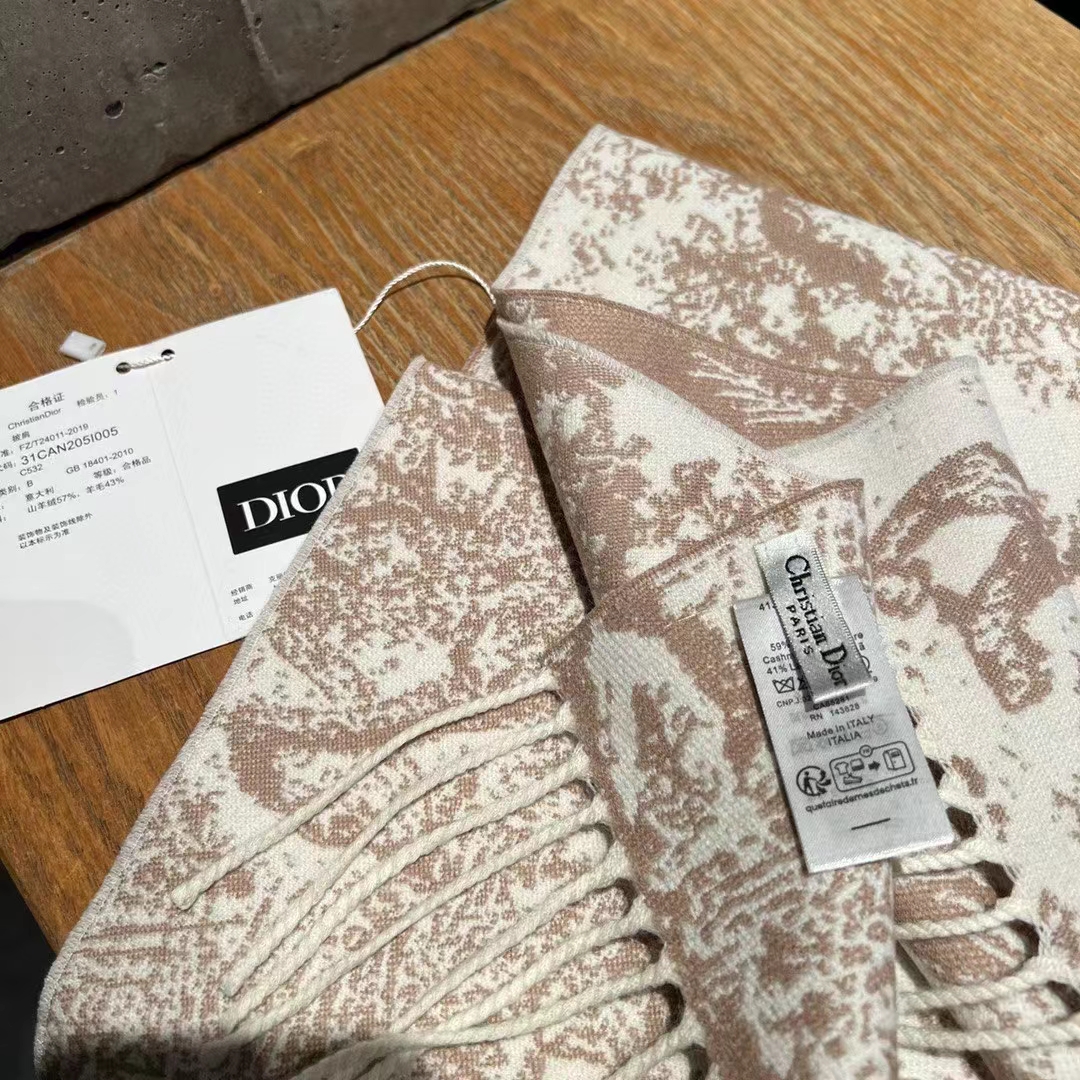 Dior Unisex CD Toile De Jouy Sauvage Scarf Rose Cashmere Wool