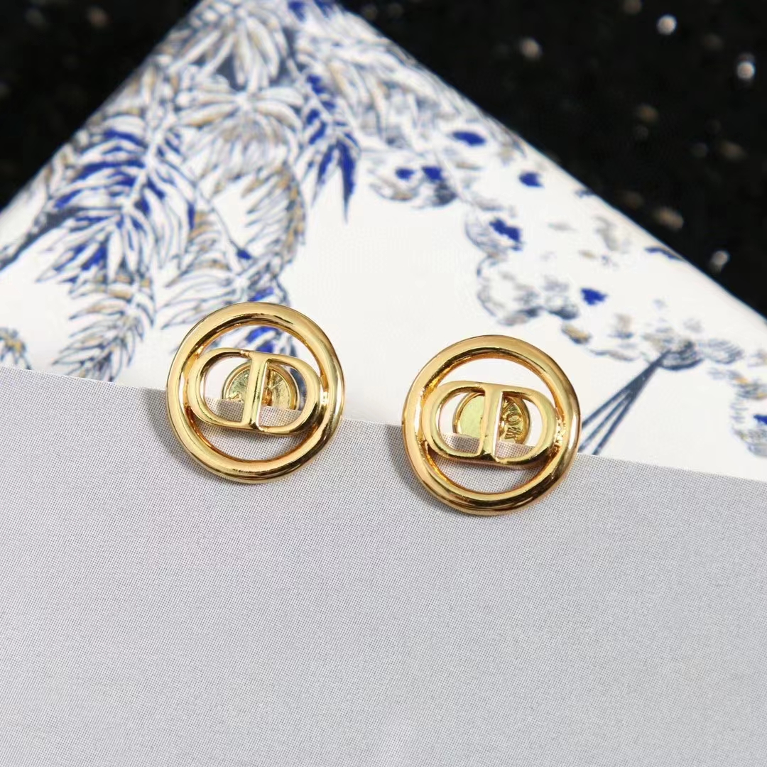 Dior Women CD 30 Montaigne Stud Earrings Gold-Finish Metal