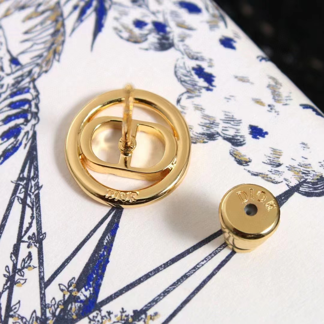 Dior Women CD 30 Montaigne Stud Earrings Gold-Finish Metal