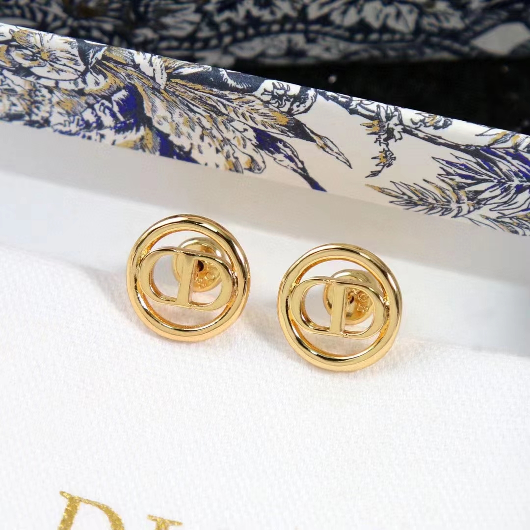 Dior Women CD 30 Montaigne Stud Earrings Gold-Finish Metal