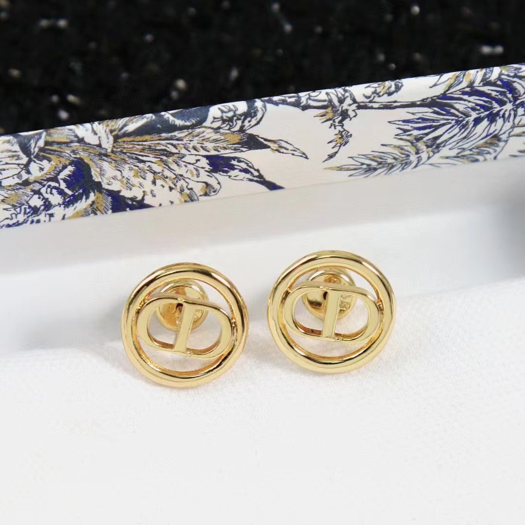 Dior Women CD 30 Montaigne Stud Earrings Gold-Finish Metal