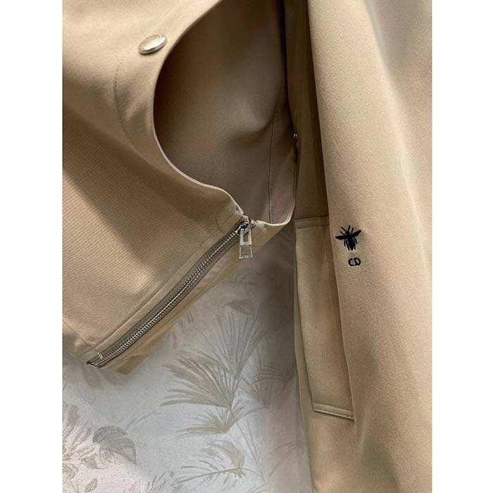 Dior Women CD Cape-Effect Peacoat Beige Cotton Gabardine