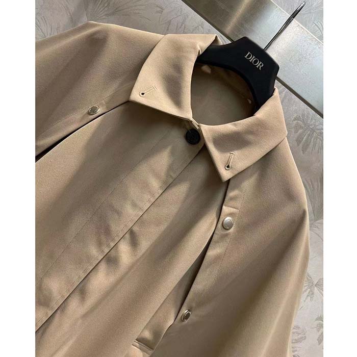 Dior Women CD Cape-Effect Peacoat Beige Cotton Gabardine
