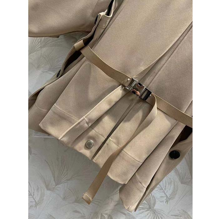 Dior Women CD Cape-Effect Peacoat Beige Cotton Gabardine