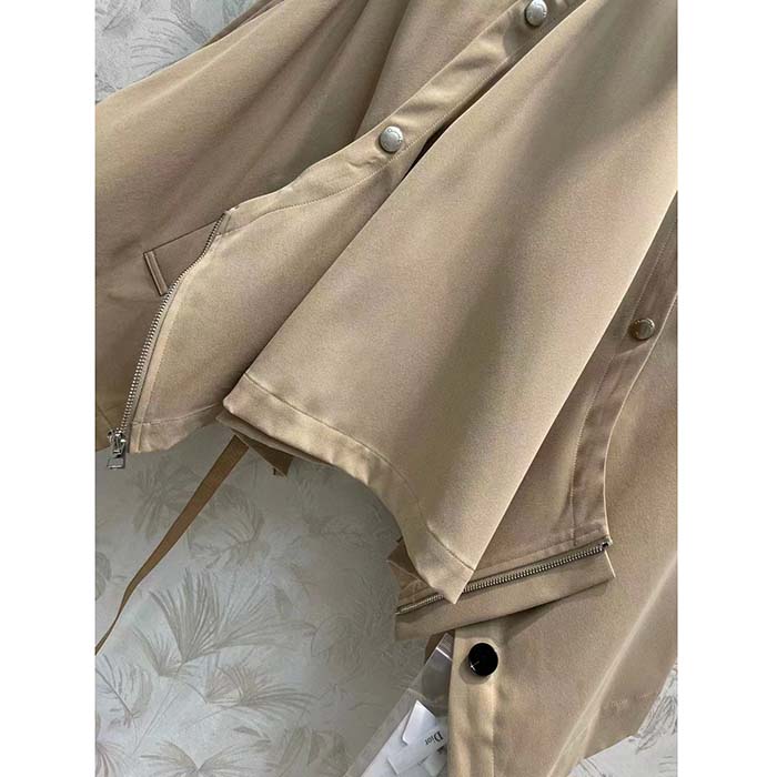 Dior Women CD Cape-Effect Peacoat Beige Cotton Gabardine