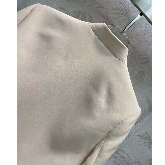 Dior Women CD Cropped Jacket Ecru Wool Silk Long Sleeves