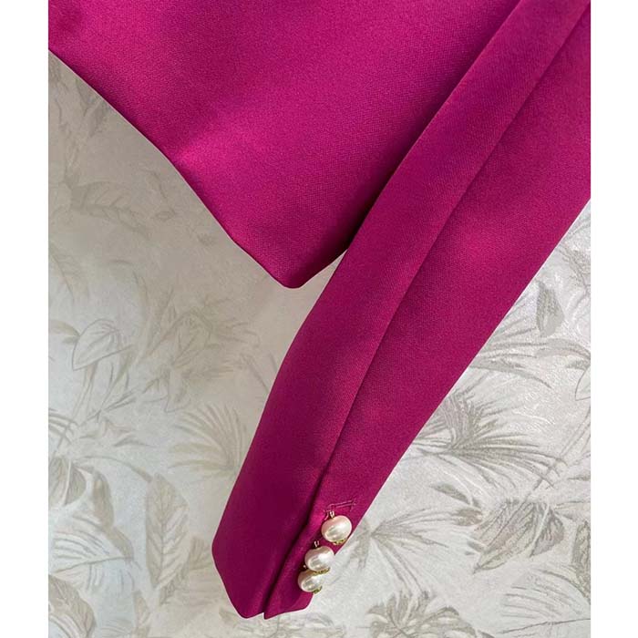 Dior Women CD Cropped Jacket Mulberry Wool Silk Long Sleeves