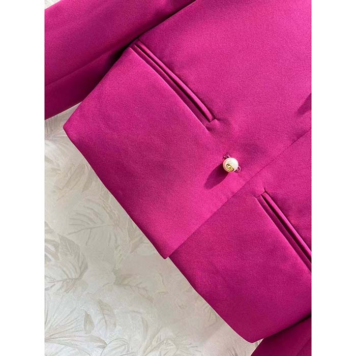 Dior Women CD Cropped Jacket Mulberry Wool Silk Long Sleeves