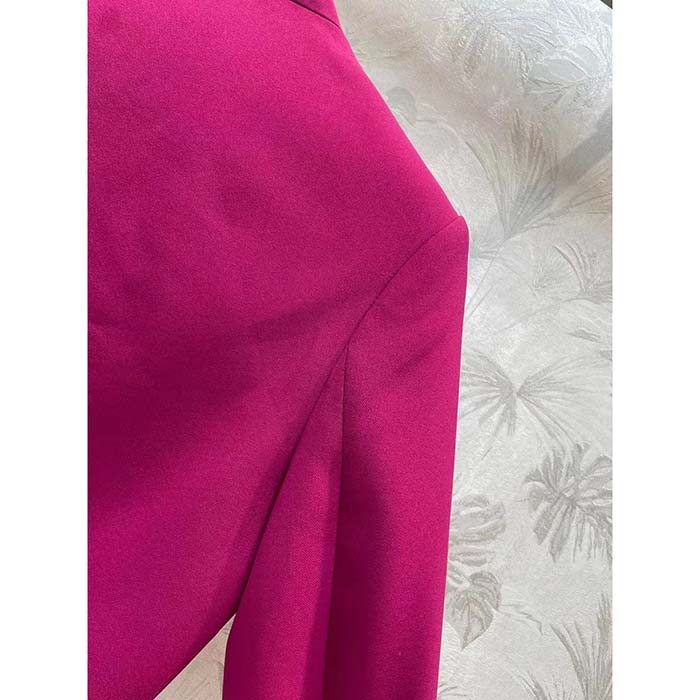 Dior Women CD Cropped Jacket Mulberry Wool Silk Long Sleeves