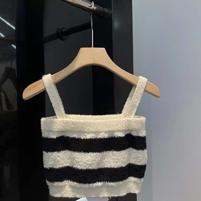 Dior Women CD Dior Marinière Bralette White Navy Blue Cotton