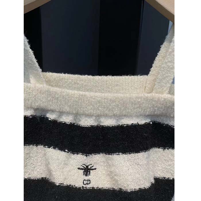 Dior Women CD Dior Marinière Bralette White Navy Blue Cotton