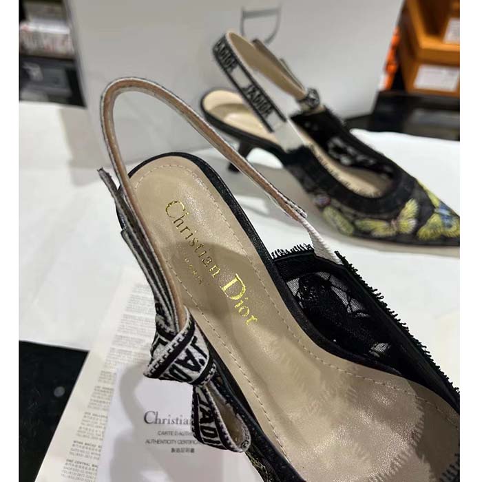 Dior Women CD J’Adior Slingback Pump Black Multicolor Transparent Mesh Butterfly