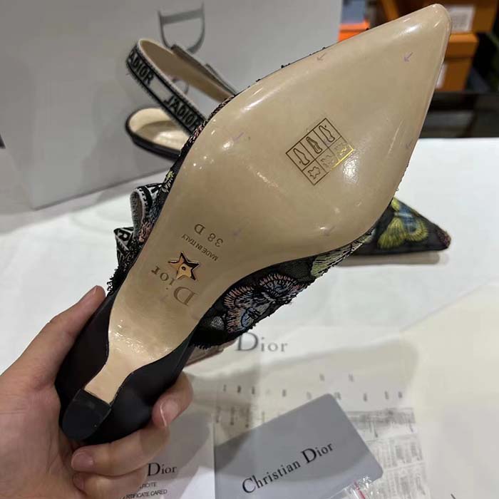 Dior Women CD J’Adior Slingback Pump Black Multicolor Transparent Mesh Butterfly
