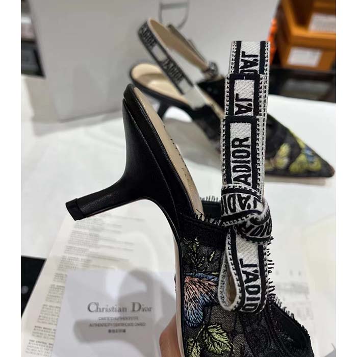 Dior Women CD J’Adior Slingback Pump Black Multicolor Transparent Mesh Butterfly