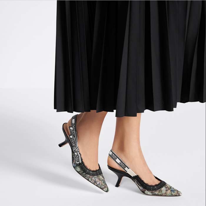 Dior Women CD J’Adior Slingback Pump Black Multicolor Transparent Mesh Butterfly