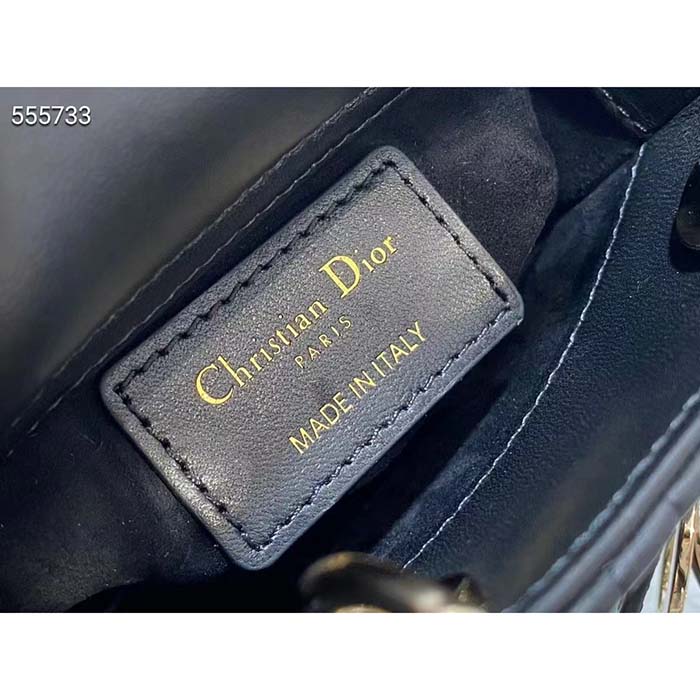 Dior Women CD Lady Dior Micro Bag Black Cannage Lambskin