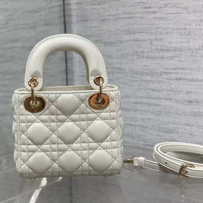Dior Women CD Lady Dior Micro Bag Latte Cannage Lambskin