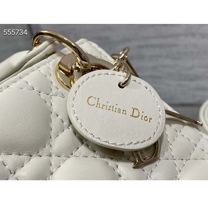 Dior Women CD Lady Dior Micro Bag Latte Cannage Lambskin