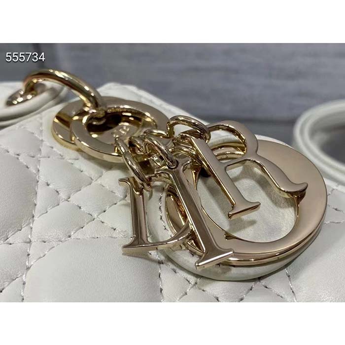 Dior Women CD Lady Dior Micro Bag Latte Cannage Lambskin