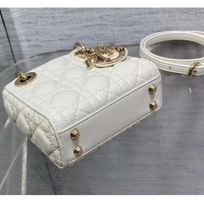Dior Women CD Lady Dior Micro Bag Latte Cannage Lambskin