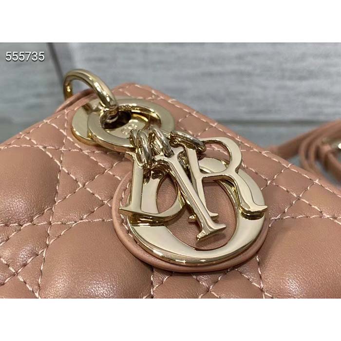 Dior Women CD Lady Dior Micro Bag Rose Des Vents Cannage Lambskin