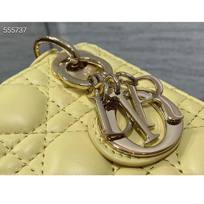 Dior Women CD Lady Dior Micro Bag Yellow Cannage Lambskin